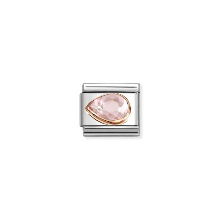 Nomination - COMPOSABLE CLASSIC CZ, FACETED LEFT DROP IN STEEL AND 9K ROSE GOLD (003_PINK)