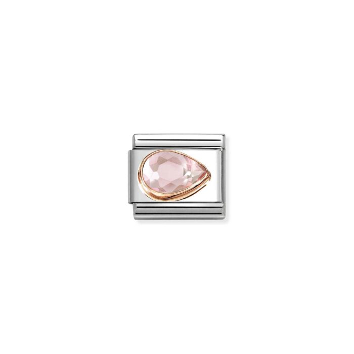 Nomination - COMPOSABLE CLASSIC CZ, FACETED RIGHT DROP IN STEEL AND 9K ROSE GOLD (003_PINK)