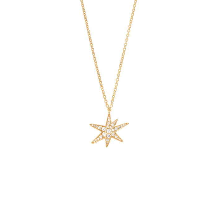 OLE LYNGGAARD COPENHAGEN - Funky Stars halssmykke i 18k gult gull med 0,21ct diamanter