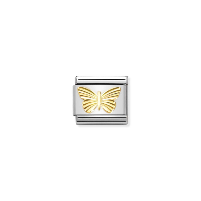 Nomination - Composable Classic SYMBOLS steel and 18k gold (45_Diamond-coated Butterfly)