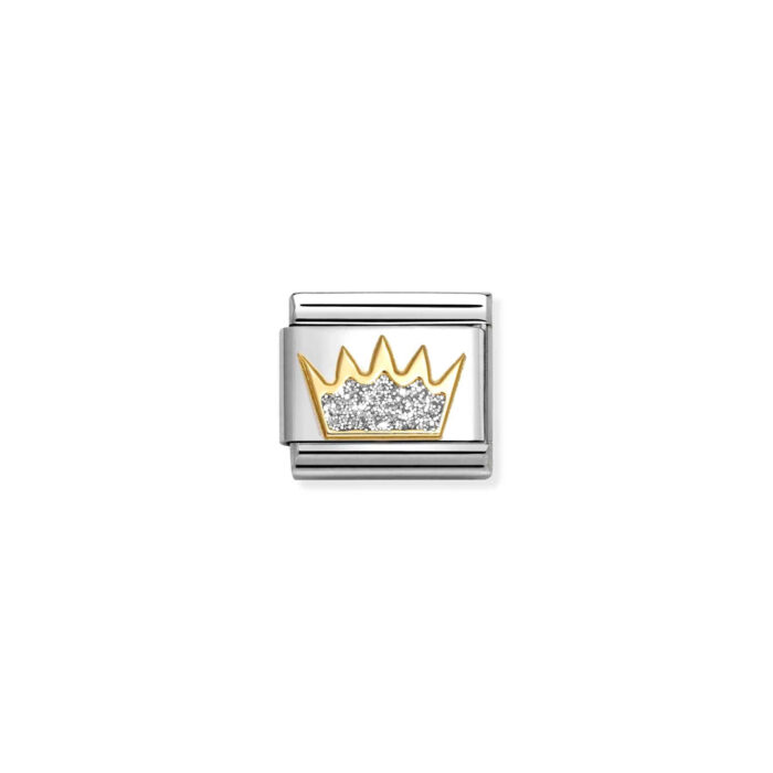 Nomination - Composable Classic GLITTER SYMBOLS in steel, enamel and 18k gold (21_SILVER crown)