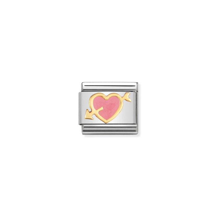 Nomination - Composable Classic LOVE 1 stainless steel, enamel and 18k gold (01_Pink heart with arrow)