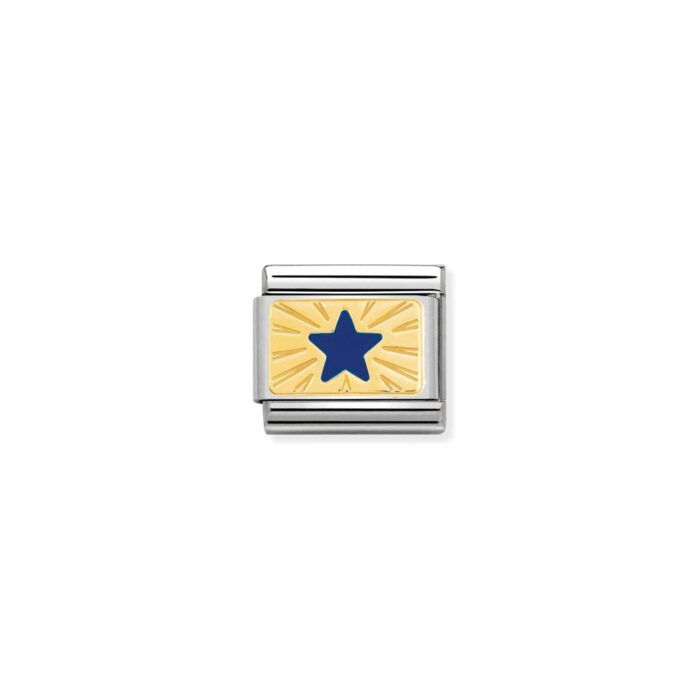 Nomination - Composable Classic PLATES steel , enamel and 18k gold (41_Star Blue)