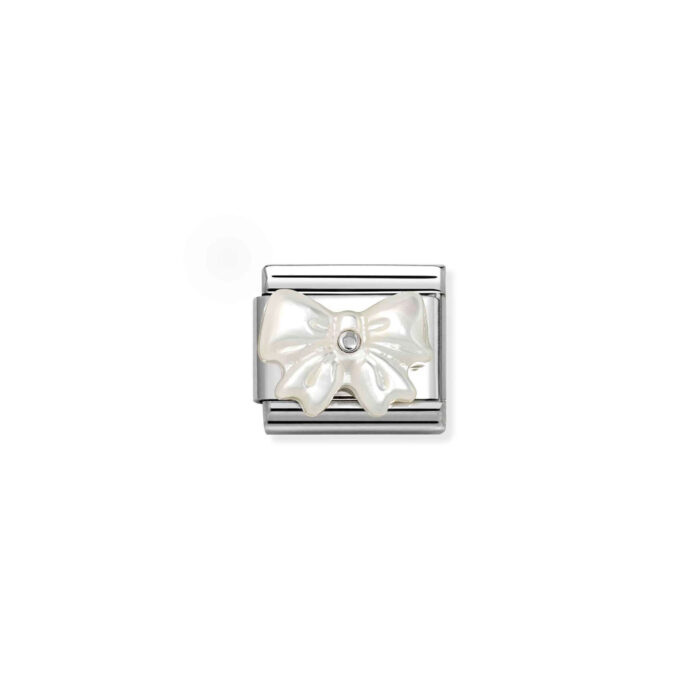 Nomination - Composable Classic STONE SYMBOLS in steel and 925 sterling silver (20_WHITE MOTHER OF PEARL bow)