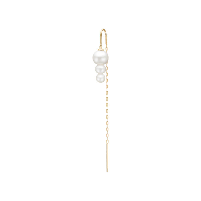 Julie Sandlau - Eden Chain Earring White Pearl - 14k gult gull