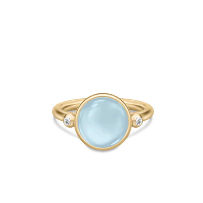 Julie Sandlau - Prime ring i forgyldt sølv - Milky Aqua