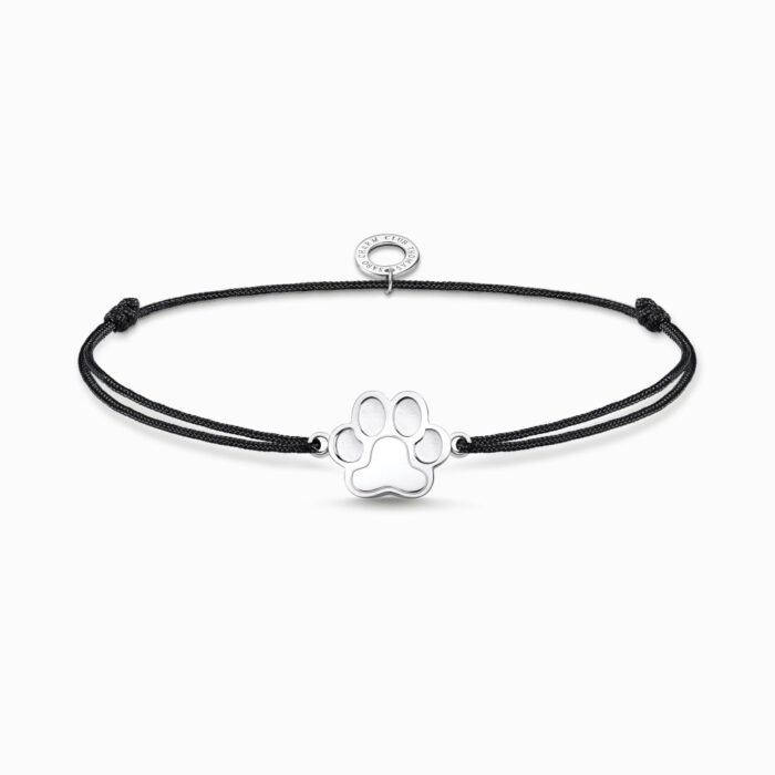 Thomas Sabo - Armbånd med sort bånd og en pote i sølv