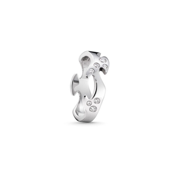 Georg Jensen - Fusion senterring i 18k hvitt gull med 0,16 ct TW/VS diamanter