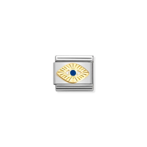 Nomination - Composable Classic SYMBOLS steel, enamel and 18k gold (65_Diamond-coated God Eye)