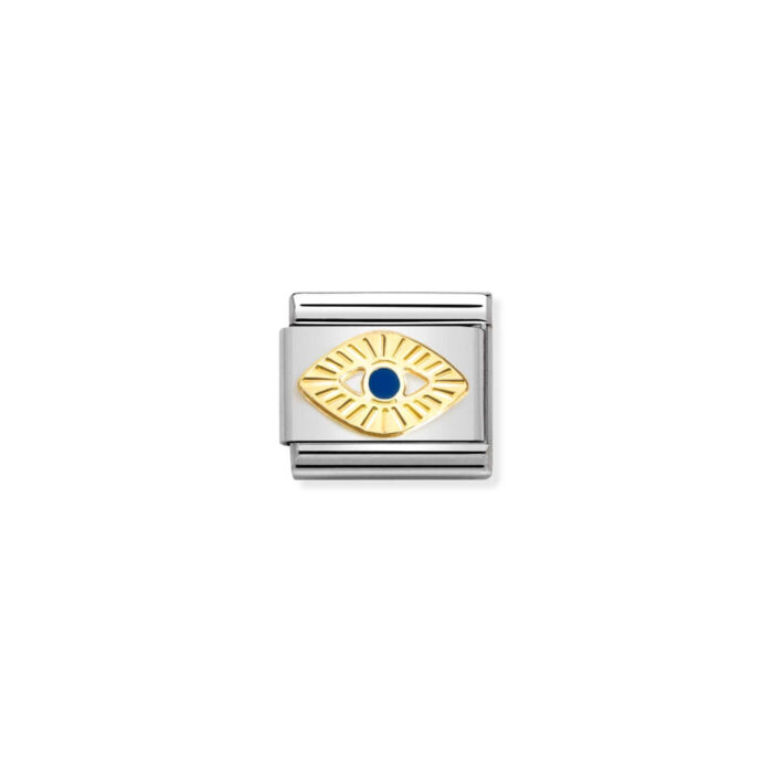 Nomination - Composable Classic SYMBOLS steel, enamel and 18k gold (65_Diamond-coated God Eye)