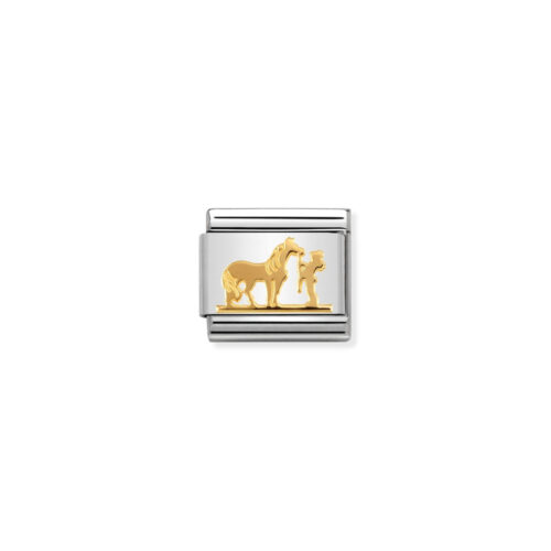 Nomination - Composable Classic SYMBOLS steel and 18k gold (29_Horse with Rider)