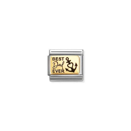 Nomination - Composable Classic PLATES (IC) in steel and 18k gold (65_Best dad ever)