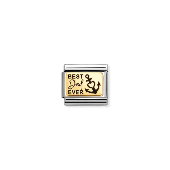 Nomination - Composable Classic PLATES (IC) in steel and 18k gold (65_Best dad ever)