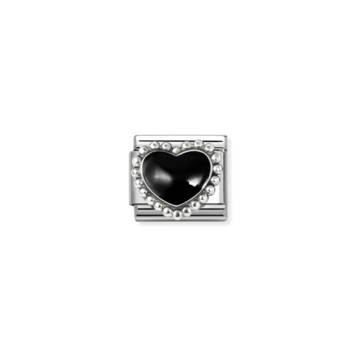 Nomination - Composable Classic SYMBOLS in stainless steel, enamel and 925 sterling silver (38_Black raised heart)
