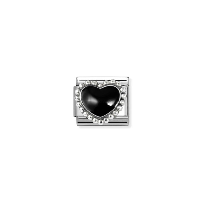 Nomination - Composable Classic SYMBOLS in stainless steel, enamel and 925 sterling silver (38_Black raised heart)