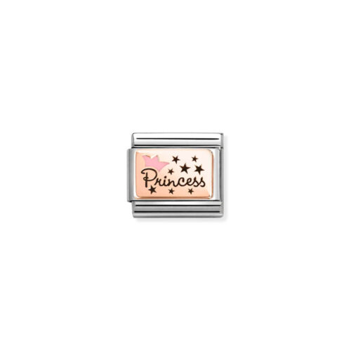 Nomination - Composable Classic PLATES (IC) steel, enamel and 375 gold (02_Pink princess crown)