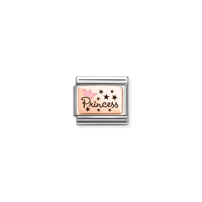 Nomination - Composable Classic PLATES (IC) steel, enamel and 375 gold (02_Pink princess crown)