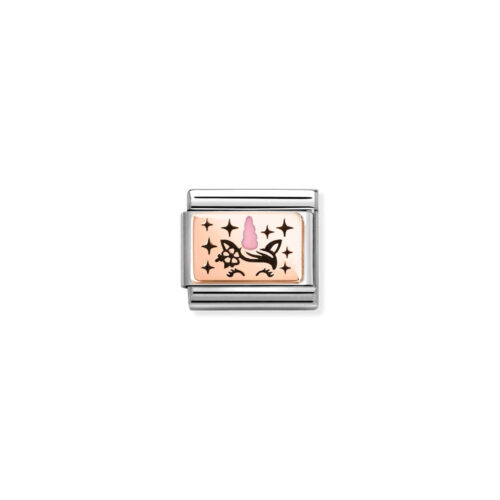 Nomination - Composable Classic PLATES (IC) steel, enamel and 375 gold (03_Pink unicorn)