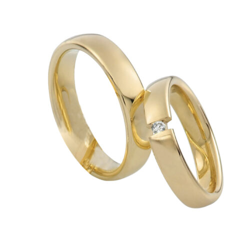 Saint Maurice- Twin Set- Giftering- Gult gull - 4,5 mm- Damemodell med diamanter