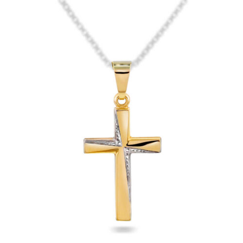 Pan Jewelry - Anheng i 14k gult/hvitt gull, kors