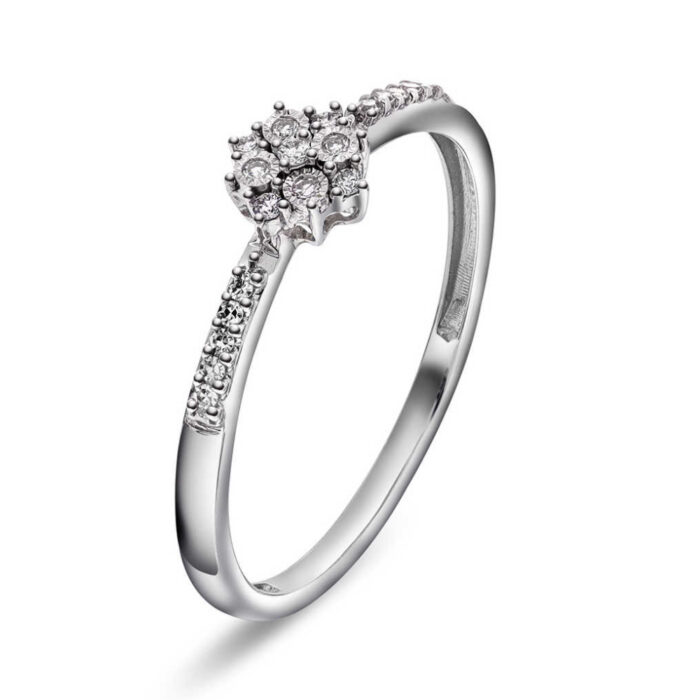 Pan Jewelry - Ring i 14k hvitt gull med diamanter 0,07ct W/P