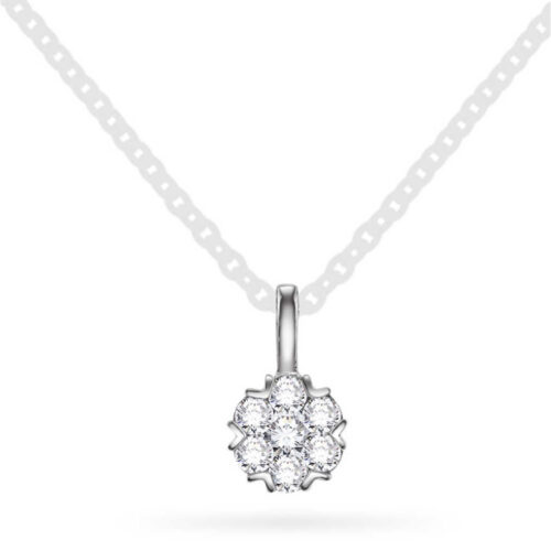 Pan Jewelry - Anheng i 14k hvit gull med diamanter 0,10 W/P
