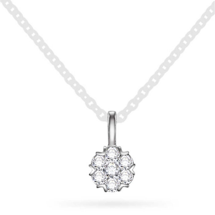 Pan Jewelry - Anheng i 14k hvit gull med diamanter 0,10 W/P