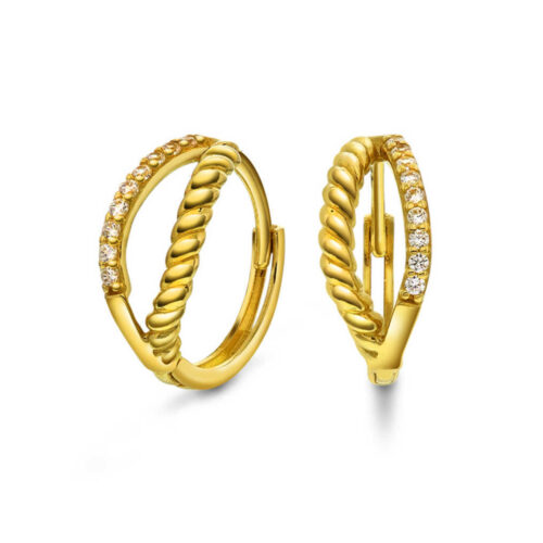 Pan Jewelry - Ørepynt i 14k gult gull med zirkonia