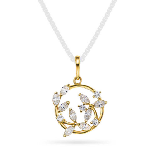 Pan Jewelry - Anheng i 14k gult gull med zirkonia