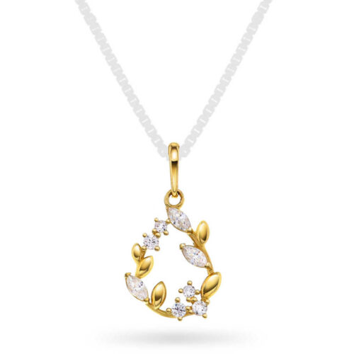 Pan Jewelry - Anheng i 14k gult gull med zirkonia