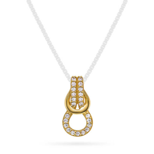 Pan Jewelry - Anheng i 14k gult gull med zirkonia