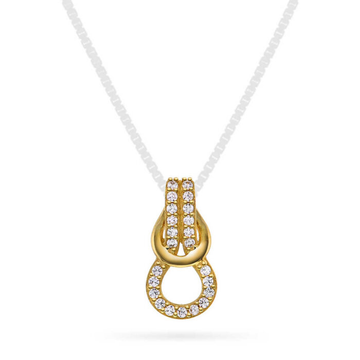 Pan Jewelry - Anheng i 14k gult gull med zirkonia