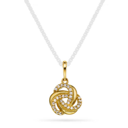 Pan Jewelry - Knute anheng i 14k gult gull med zirkonia