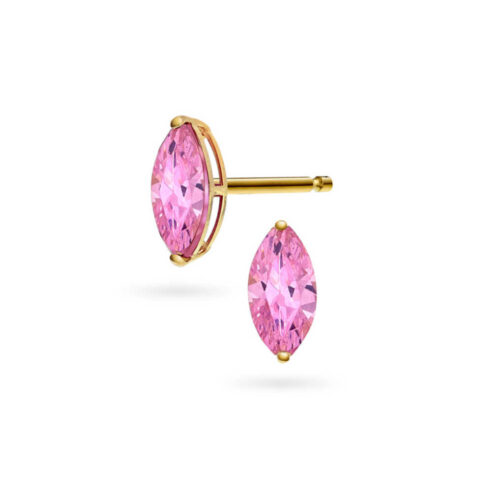 Pan Jewelry - Ørepynt i 14k gult gull med lys rosa zirkonia