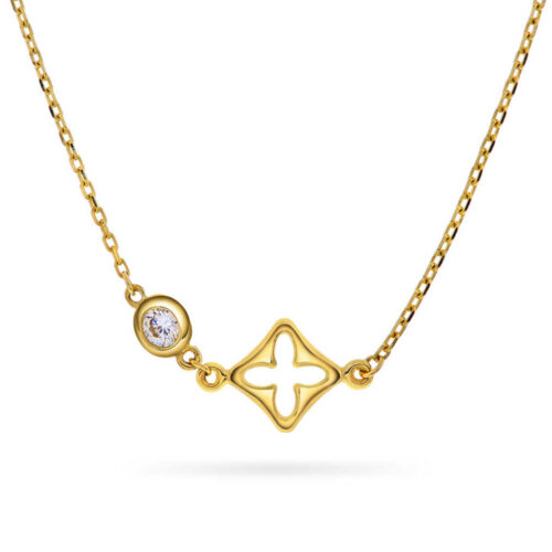 Pan Jewelry - Halssmykke i 14k gult gull med zirkonia - NB: Kommer inn igjen 20.mai