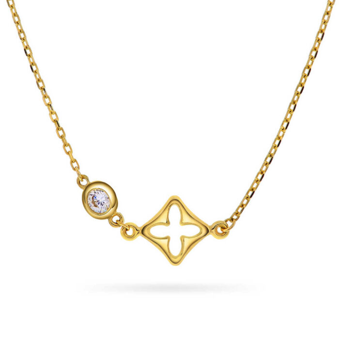 Pan Jewelry - Halssmykke i 14k gult gull med zirkonia - NB: Kommer inn igjen 20.mai