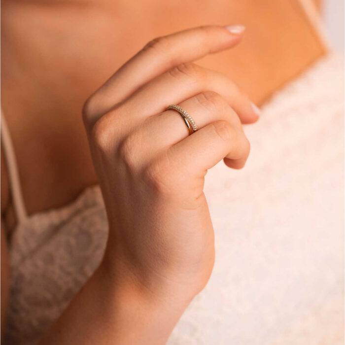 Pan Jewelry - Ring i 14k gult gull med zirkonia - Bilde 2