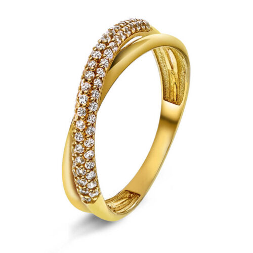 Pan Jewelry - Ring i 14k gult gull med zirkonia