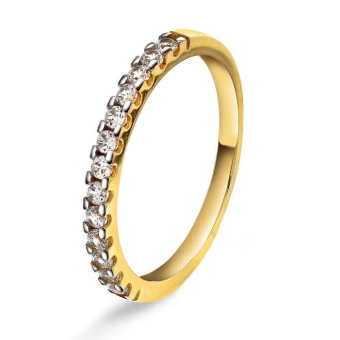 Pan Jewelry - Ring i 14k gult gull med zirkonia