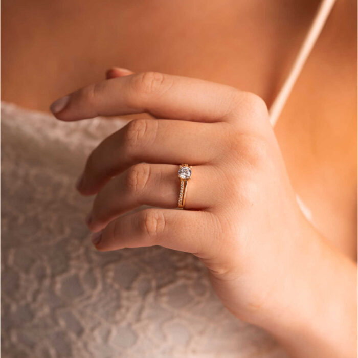 Pan Jewelry - Ring i 14k gult gull med zirkonia - Bilde 2