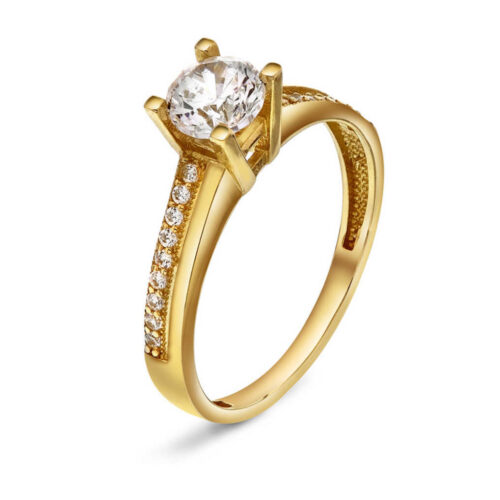 Pan Jewelry - Ring i 14k gult gull med zirkonia