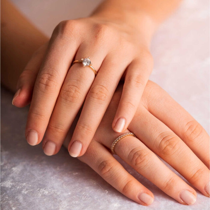 Pan Jewelry - Ring i 14k gult gull med zirkonia - Bilde 2