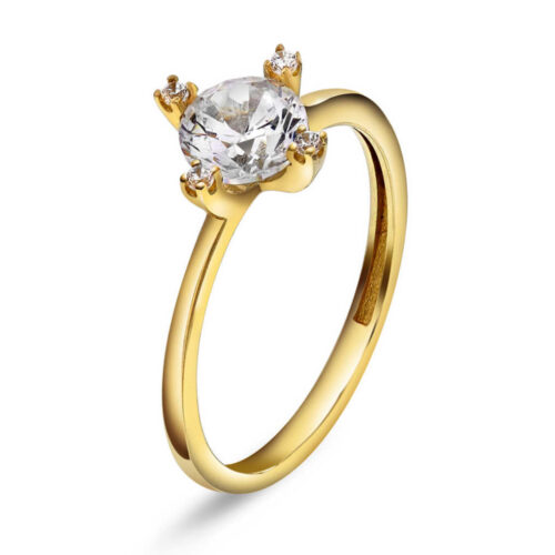 Pan Jewelry - Ring i 14k gult gull med zirkonia