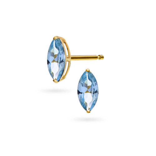 Pan Jewelry - Ørepynt i 14k gult gull med lys blå zirkonia