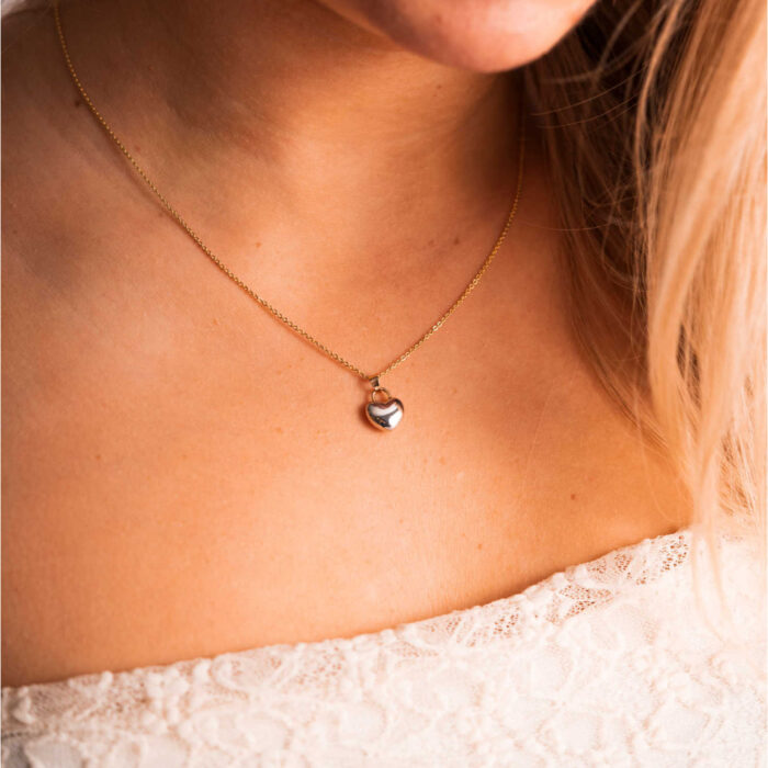 Pan Jewelry - Anheng i 14k gult/hvitt gull, lite hjerte - Bilde 2