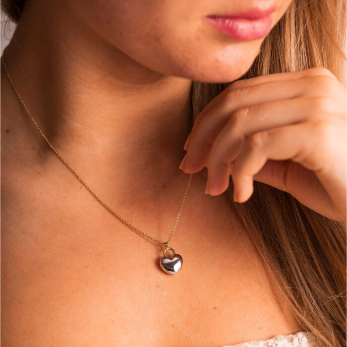 Pan Jewelry - Anheng i 14k gult/hvitt gull, stort hjerte - Bilde 2