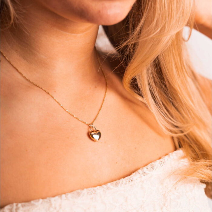 Pan Jewelry - Anheng i 14k gult/hvitt gull, stort hjerte - Bilde 3