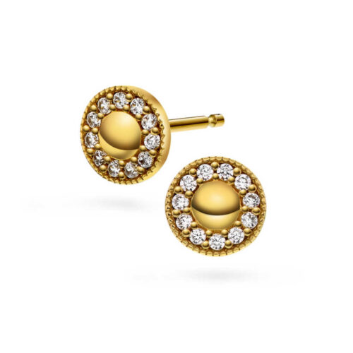 Pan Jewelry - Ørepynt i 14k gult gull med zirkonia