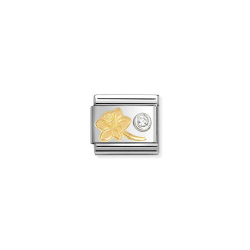 Nomination - Composable Classic SYMBOLS steel, 750 gold, 925 silver and CZ (05_Narcissus cz WHITE)