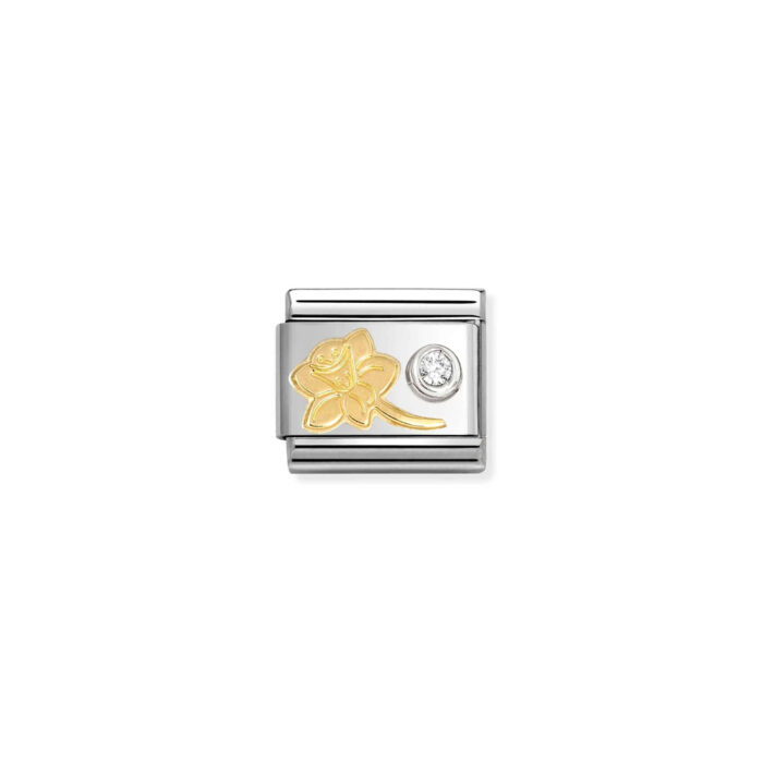 Nomination - Composable Classic SYMBOLS steel, 750 gold, 925 silver and CZ (05_Narcissus cz WHITE)